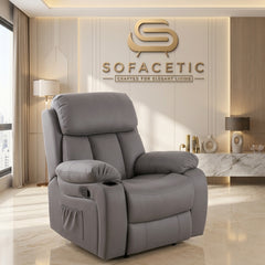 Vancouver Leather Recliner Sofa Grey Set