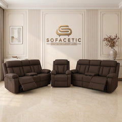 Vancouver Leather Recliner Sofa Brown Set