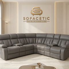 Vancouver Leather Recliner Sofa Grey Set