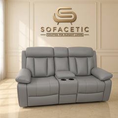 Vancouver Leather Recliner Sofa Grey Set