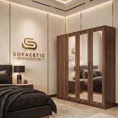 4 Door Walnut Color Wardrobe
