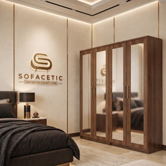 4 Door Walnut Color Wardrobe