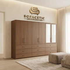 6 Door Walnut color Wardrobe