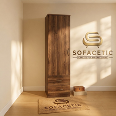 Single Door Walnut Color Wardrobe