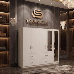 5 Door white color Wardrobe
