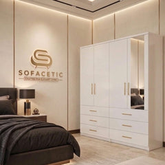 4 Door White Color Wardrobe