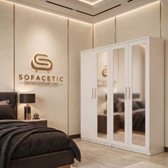 4 Door White Color Wardrobe