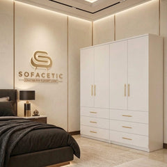 4 Door White Color Wardrobe