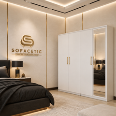 4 Door White Color Wardrobe