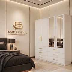 4 Door White Color Wardrobe