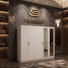 5 Door white color Wardrobe