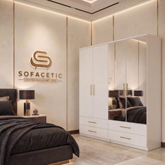 4 Door White Color Wardrobe
