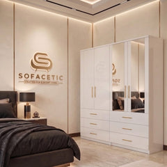 4 Door White Color Wardrobe