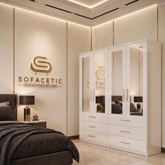 4 Door White Color Wardrobe