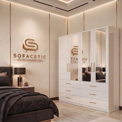 4 Door White Color Wardrobe
