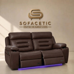 Hafsa Leather Suite Recliner Sofa Brown  Set