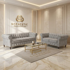 Olympia Chesterfield  Chenile  Sofa Set