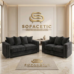 Ruby Alaska Chenile Sofa Set