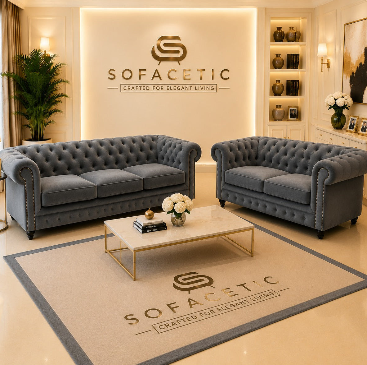 Olympia Chesterfield Naples Sofa Set