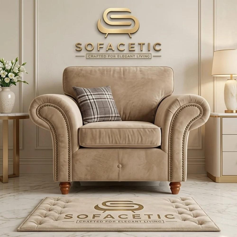 Juxen Plush Velvet Designer Sofa Set