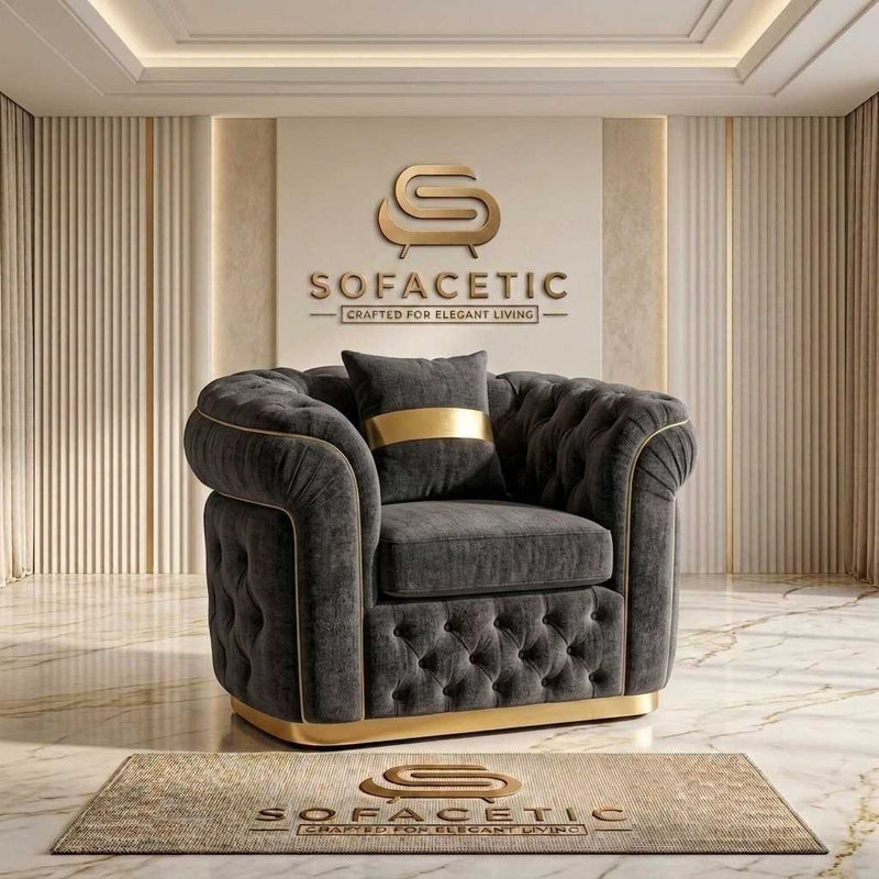 Madrid Chenile Fabric Chesterfield Sofa Set