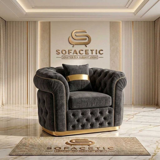 Madrid Chenile Fabric Chesterfield Sofa Set