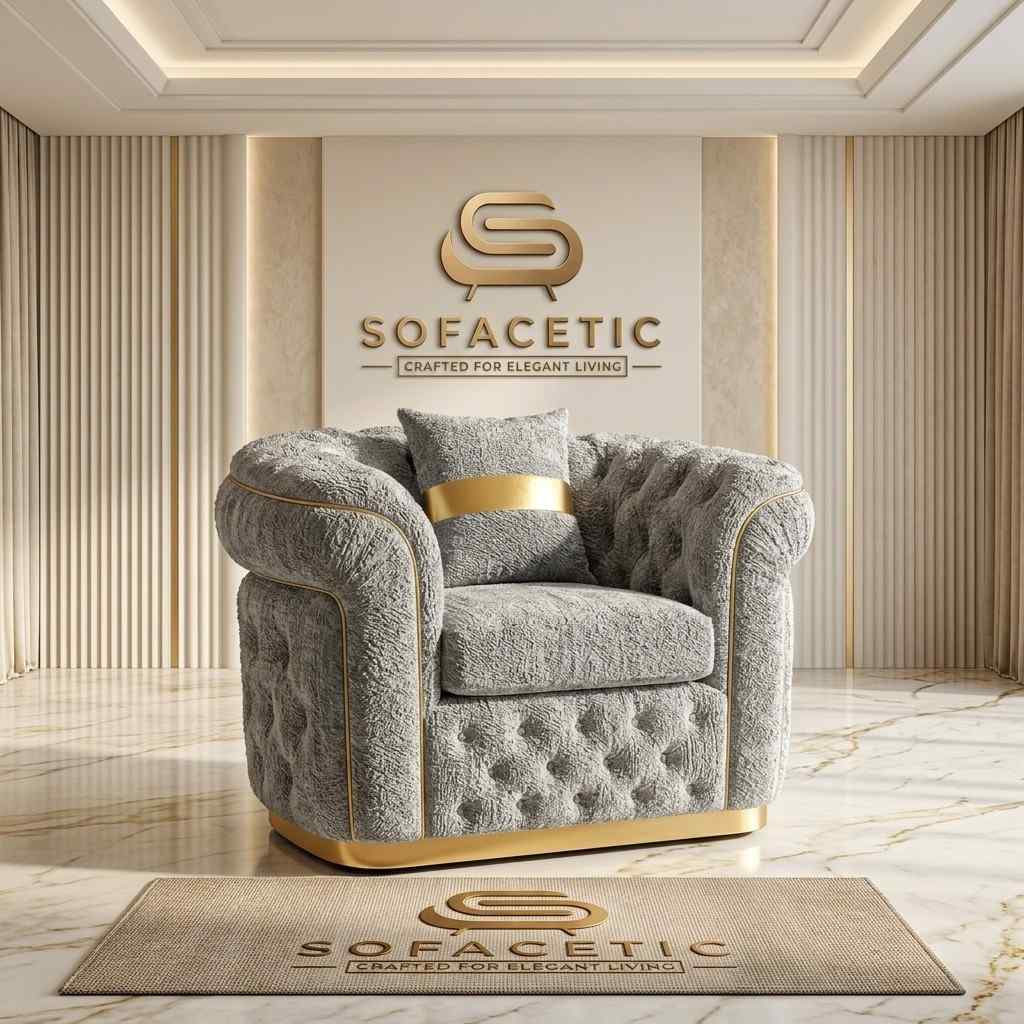 Madrid Chenile Fabric Chesterfield Sofa Set