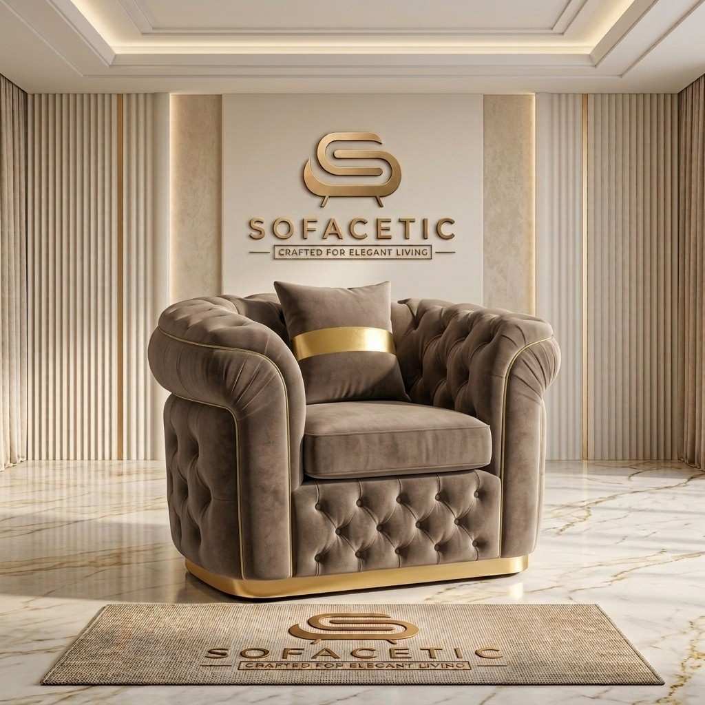 Madrid Chenile Fabric Chesterfield Sofa Set