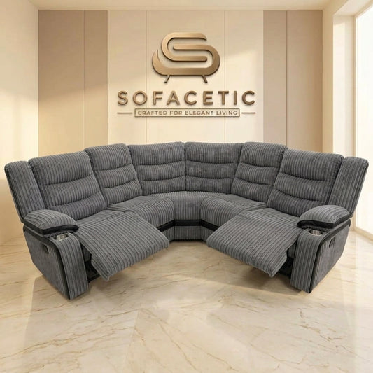 Rio Jumbo Recliner Sofa Grey Set