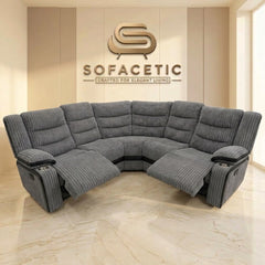 Rio Jumbo Recliner Sofa Grey Set