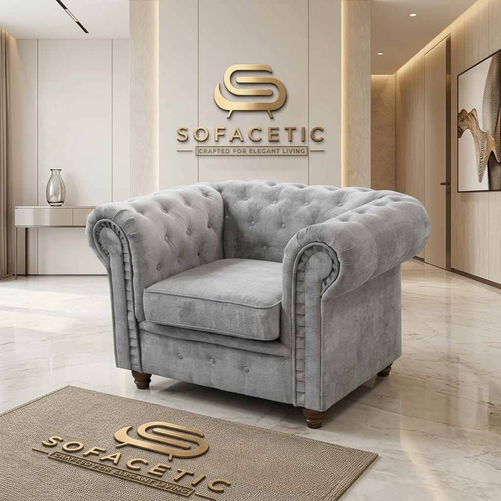 Olympia Chesterfield  Chenile  Sofa Set