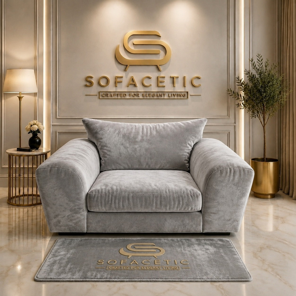 Rivo Plush  Velvet Fabric Sofa Set