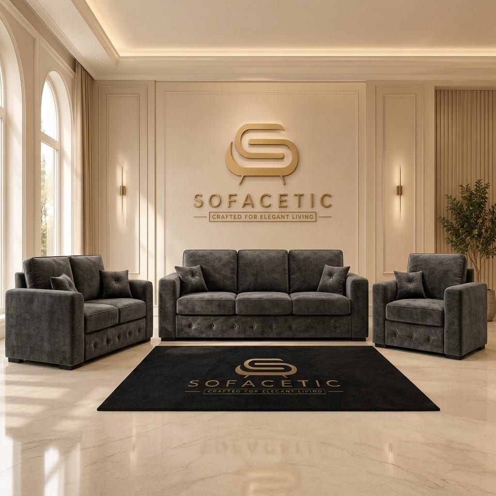 Ruby Alaska Chenile Sofa Set