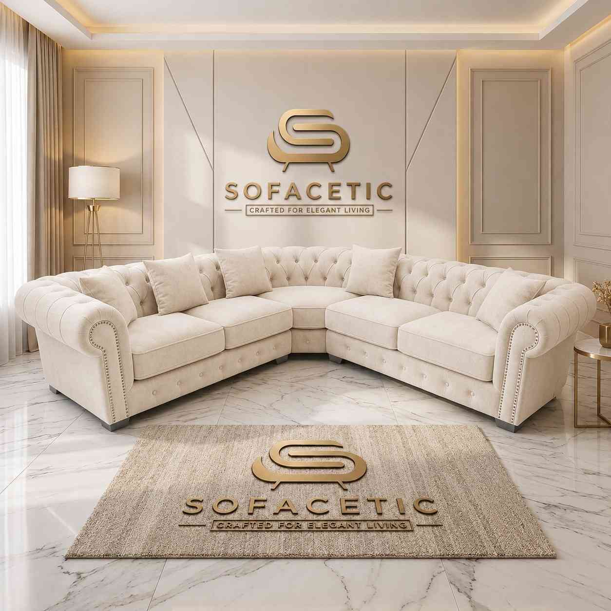Olympia Chesterfield  Chenile  Sofa Set