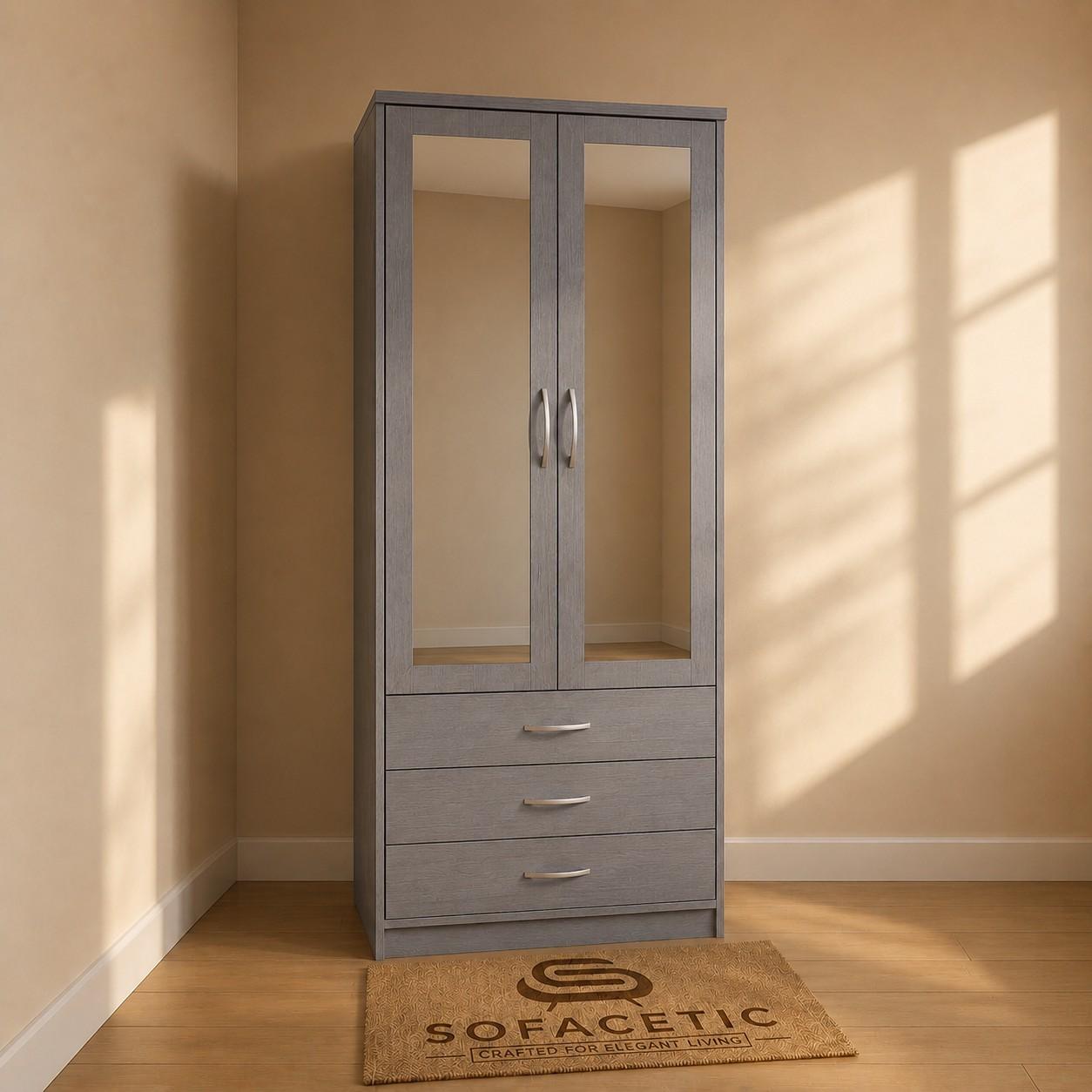 2 Door Grey Color Wardrobe