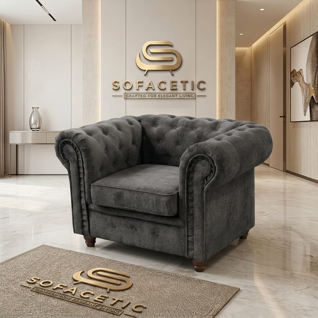 Olympia Chesterfield  Chenile  Sofa Set