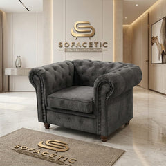 Olympia Chesterfield  Chenile  Sofa Set