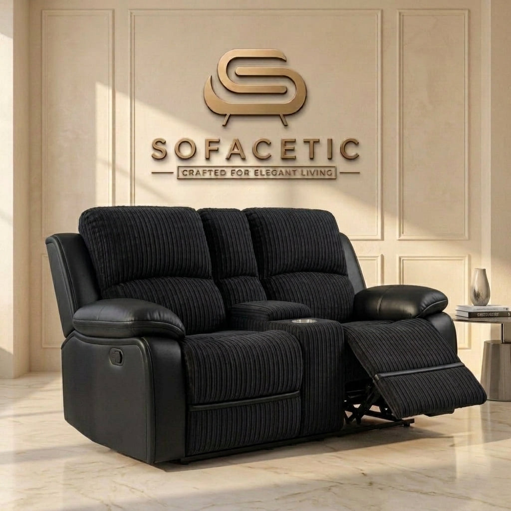 Rio Jumbo Recliner Sofa black Set