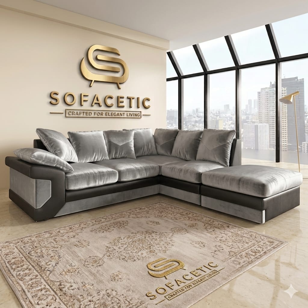 Dino Crushed Velvet Modern Sofa Set