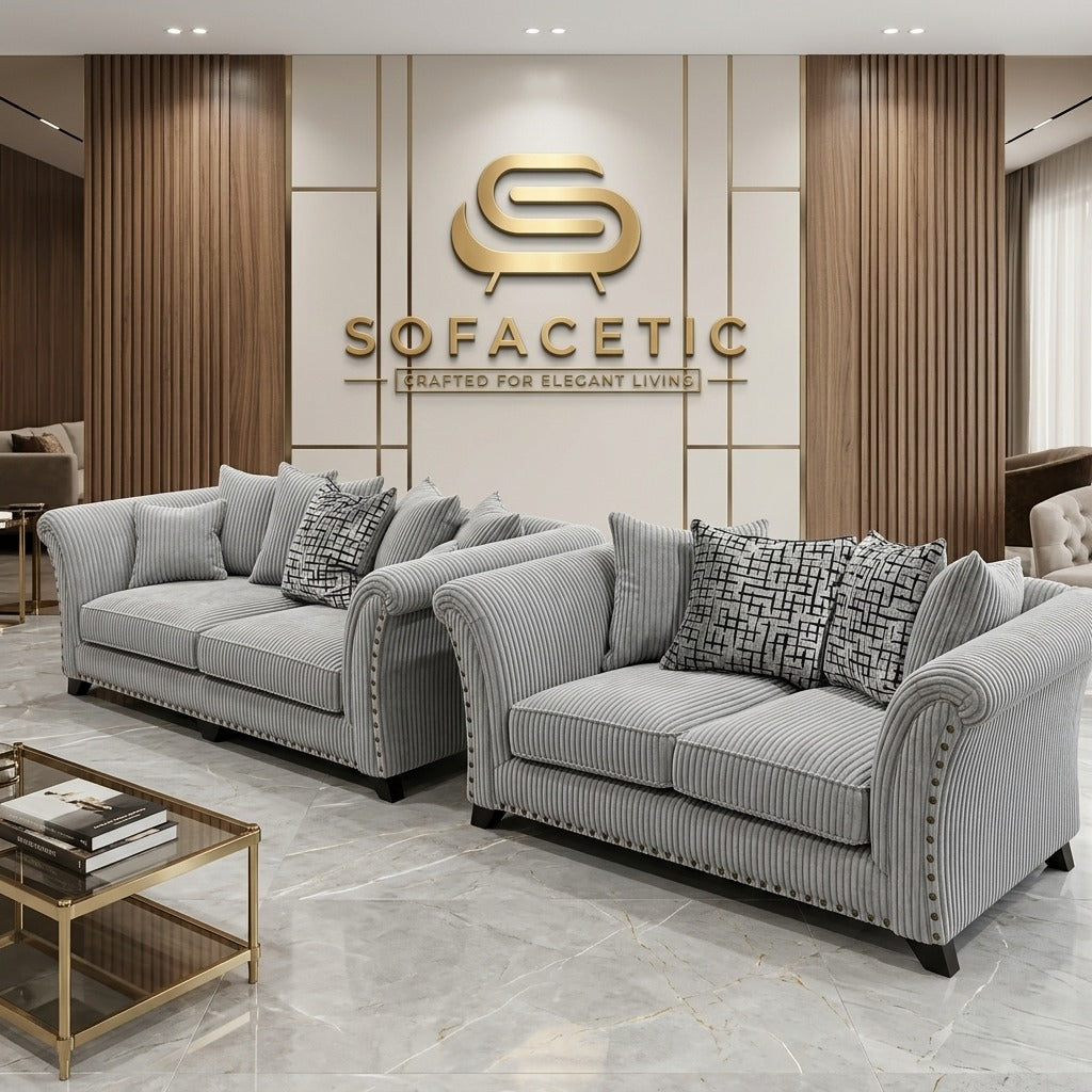 Juxen Jumbo Cord Designer Sofa Set
