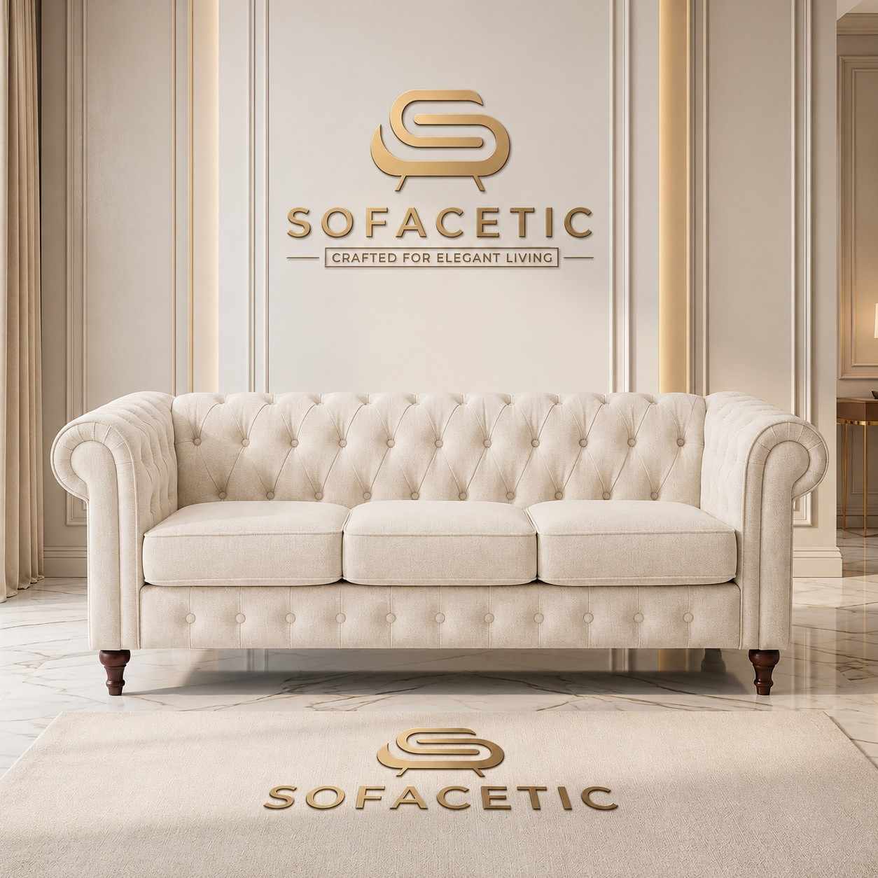 Olympia Chesterfield  Chenile  Sofa Set