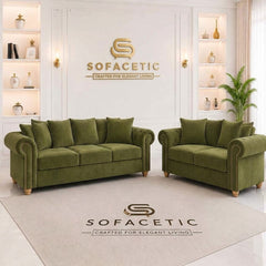 Olympia Ashwin Plush velvet Sofa Set