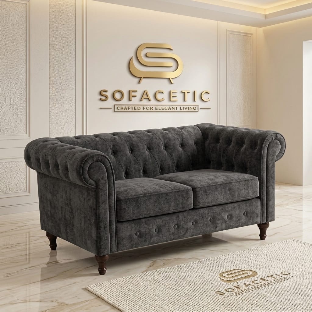 Olympia Chesterfield  Chenile  Sofa Set