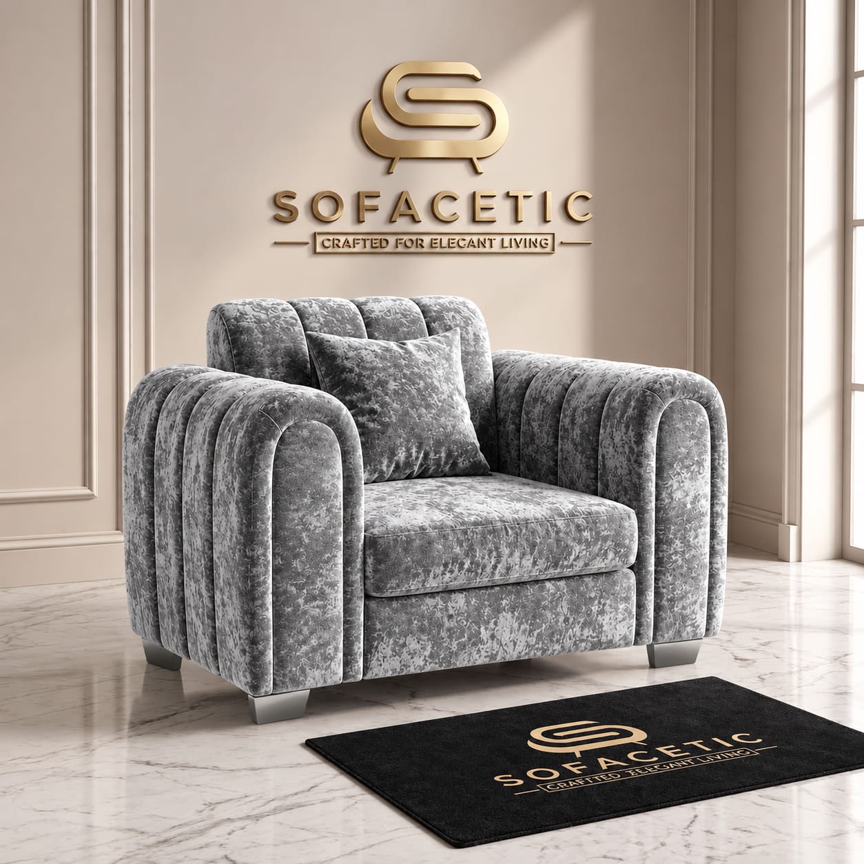 Lilly Crush Velvet Fabric Luxury Sofa Set