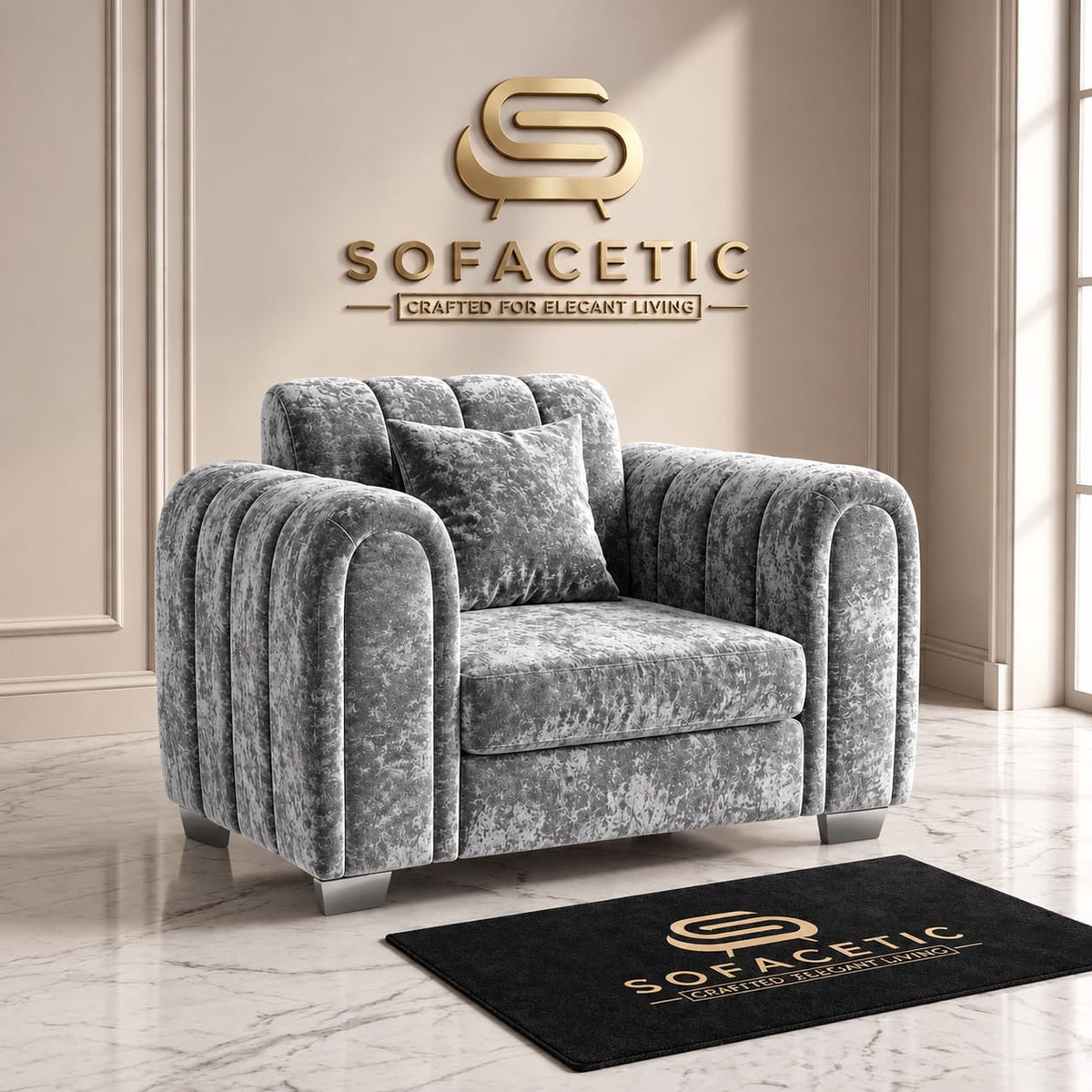 Lilly Crush Velvet Fabric Luxury Sofa Set