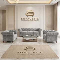 Olympia Chesterfield  Chenile  Sofa Set