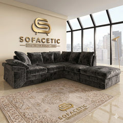 Dino Crushed Velvet Modern Sofa Set