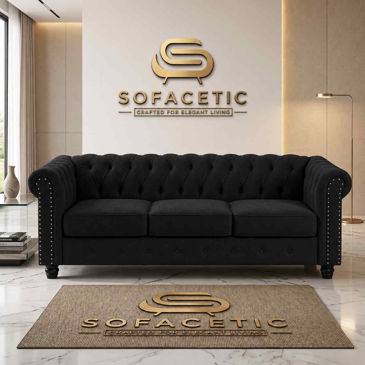 Olympia Chesterfield  Chenile  Sofa Set