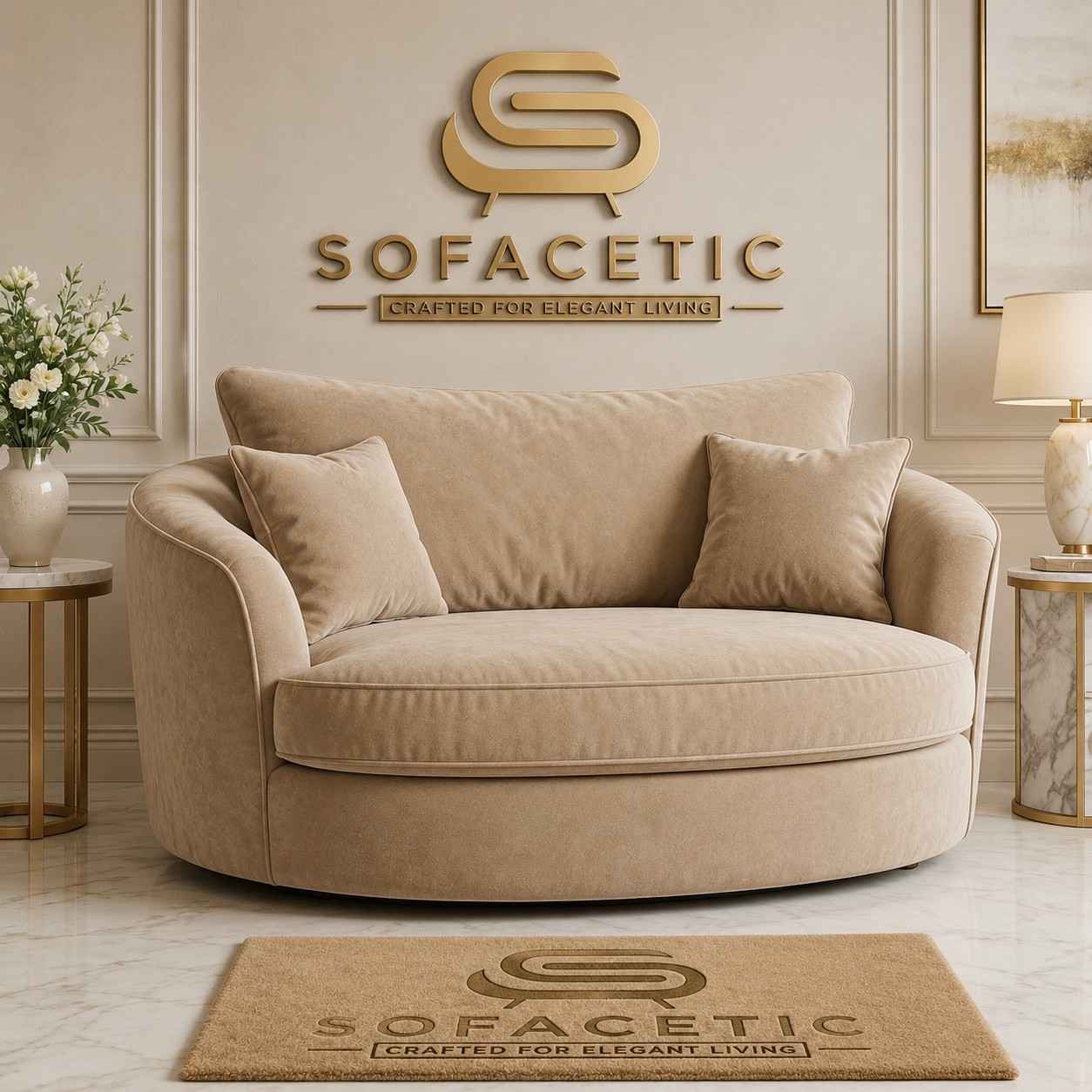 Juxen Plush Velvet Designer Sofa Set