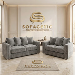 Ruby Alaska Chenile Sofa Set